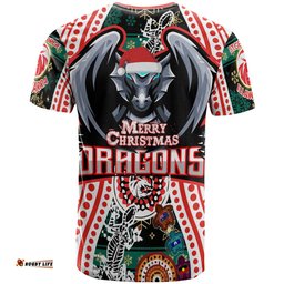 Amazing Aussie St. George Illawarra Dragons Indigenous Christmas Custom T-Shirt - Merry Christmas Dragons T-Shirt