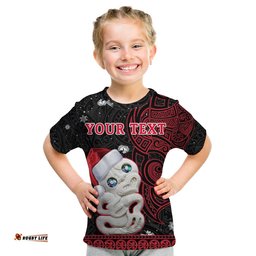 custom personalised new zealand christmas t shirt hei tiki red pohutukawa meri kirihimete