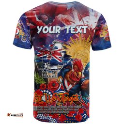 personalised australia rugby roosters anzac t shirt sydney scratch style dt02
