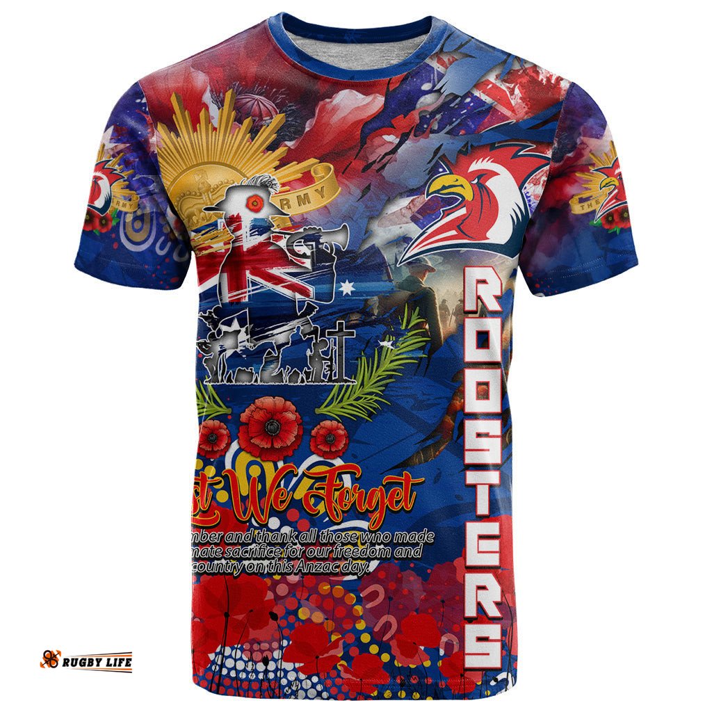 personalised australia rugby roosters anzac t shirt sydney scratch style dt02