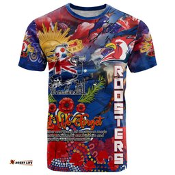 personalised australia rugby roosters anzac t shirt sydney scratch style dt02