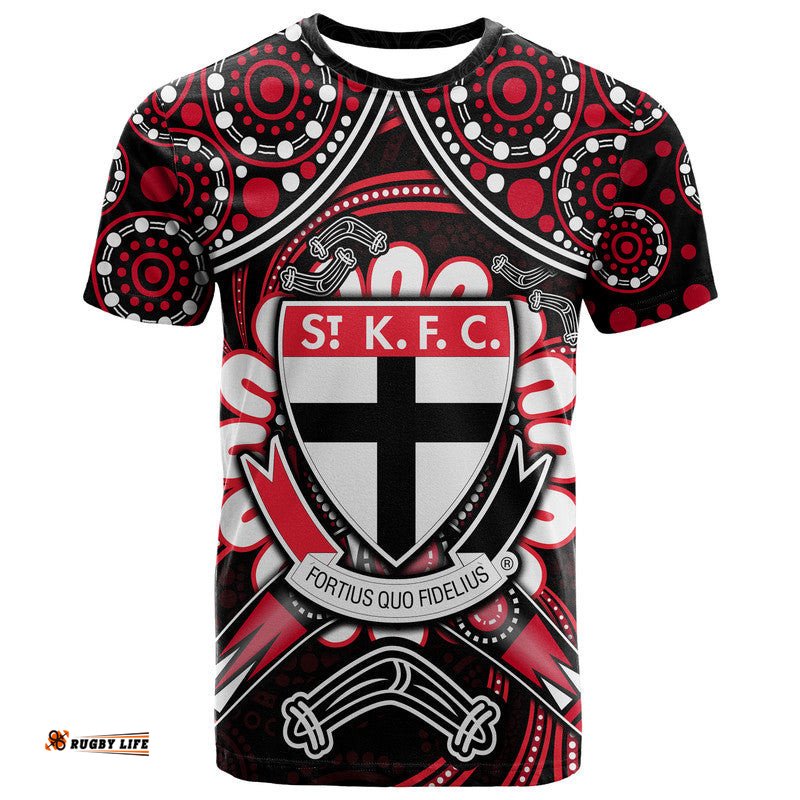 st kilda saints t shirt boomerang indigenous dots