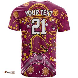 custom personalised broncos rugby t shirt boomerang indigenous dots