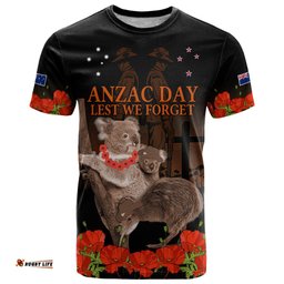 koala and kiwi bird anzac day custom t shirt soldier style
