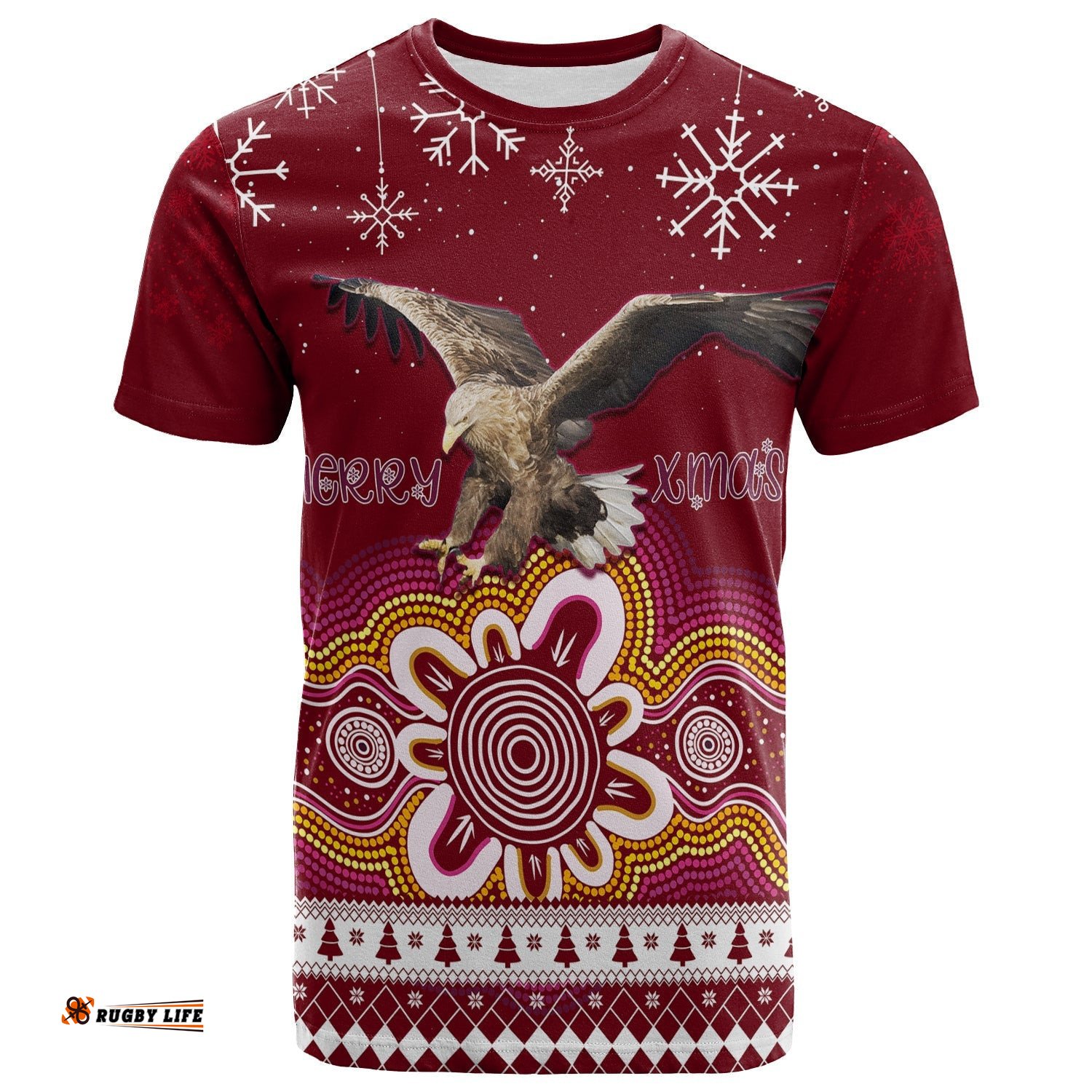 manly sea eagle aboriginal christmas red wings t shirt