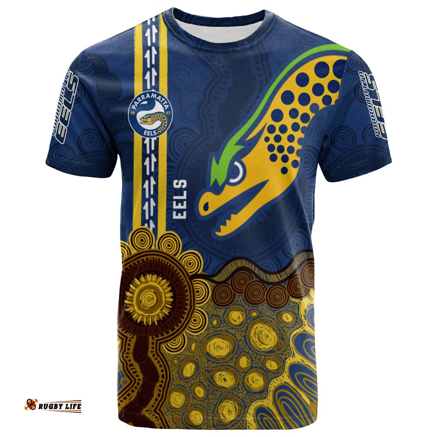parramatta eels aboriginal t shirt rugby indigenous kangaroo tracks nrl 0