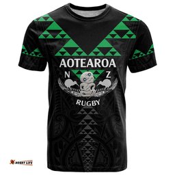 personalised aotearoa rugby t shirt new zealand maori kete matauranga pattern