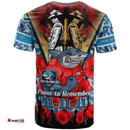 sharks rugby t shirt custom remembrance day pause to remember t shirt