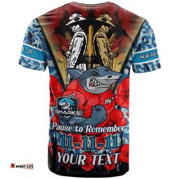 sharks rugby t shirt custom remembrance day pause to remember t shirt
