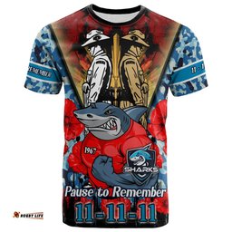 sharks rugby t shirt custom remembrance day pause to remember t shirt