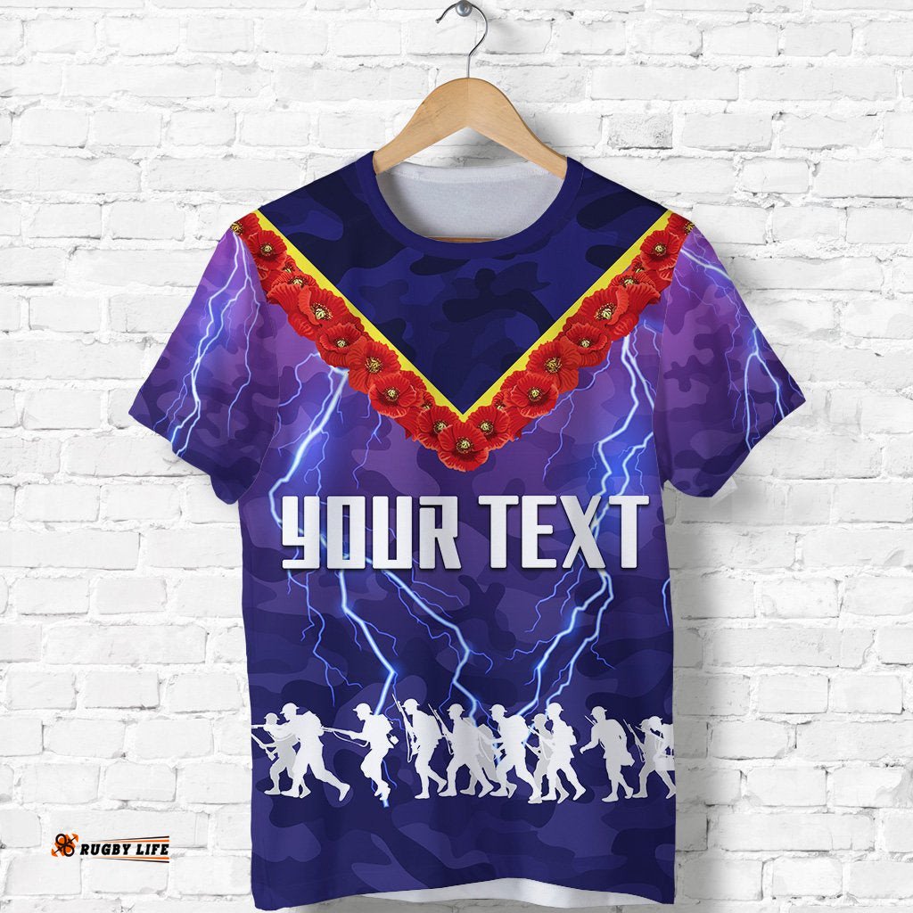 custom personalised melbourne storm t shirt anzac vibes