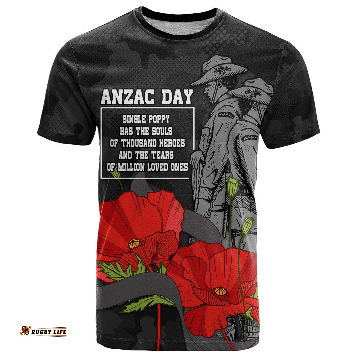 custom personalised anzac day t shirt soldiers fighting at war