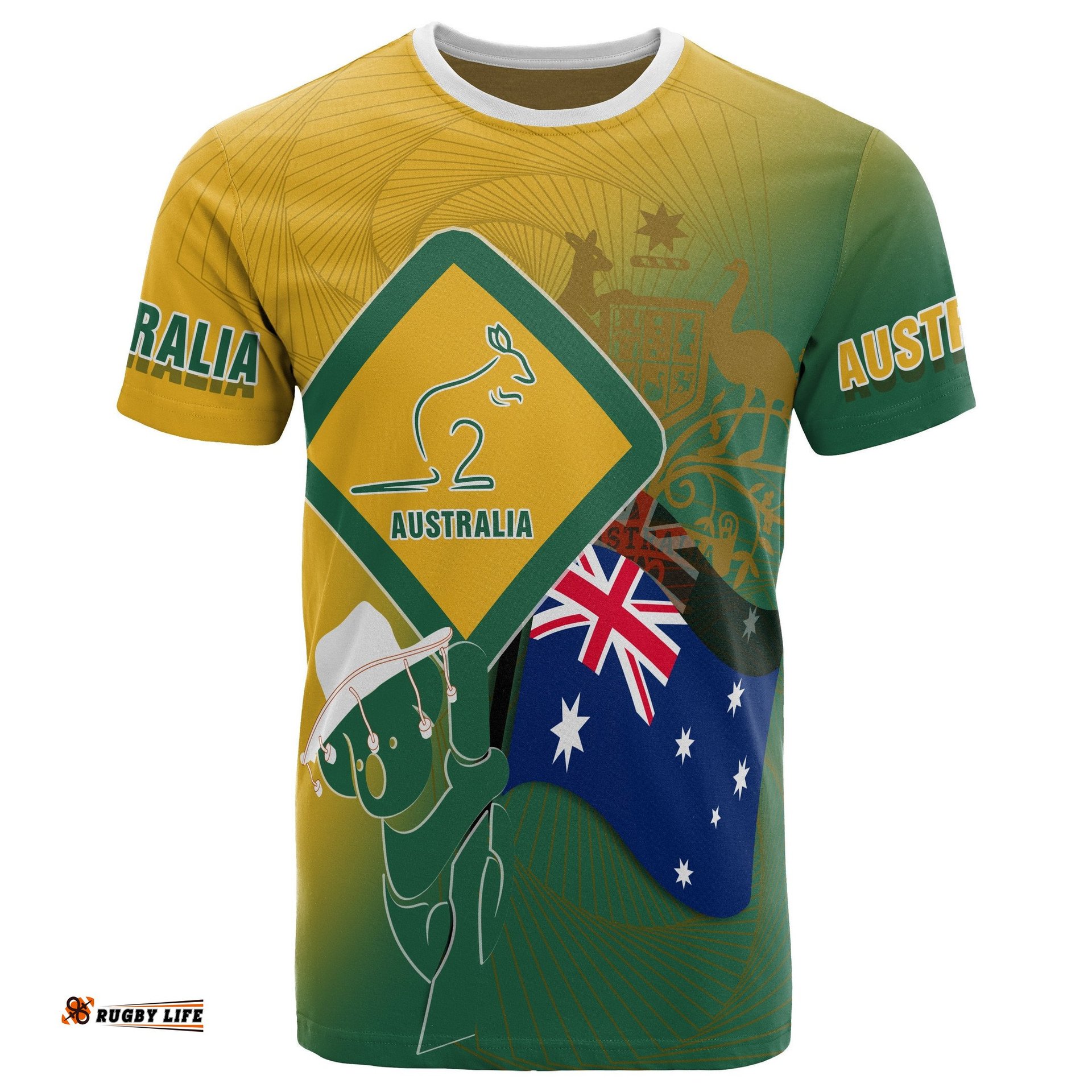 t shirt aus flag and coat of arms shirt kangaroo and koala sign unisex