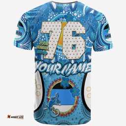 Amazing Aussie Cronulla-Sutherland Sharks Custom T-Shirt - Go Sharkies! Personalised Player And Number Tribal Indigenous T-Shirt