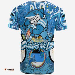 Amazing Aussie Cronulla-Sutherland Sharks Custom T-Shirt - Go Sharkies! Personalised Player And Number Tribal Indigenous T-Shirt