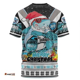 Amazing Aussie Cronulla-Sutherland Sharks Christmas Custom T-shirt - Sharks Santa Aussie Big Things T-shirt