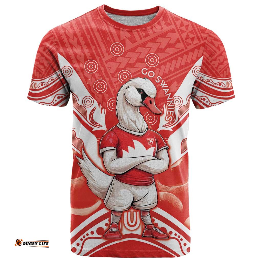 personalised swans football t shirt 2024 swannies mascot go champions