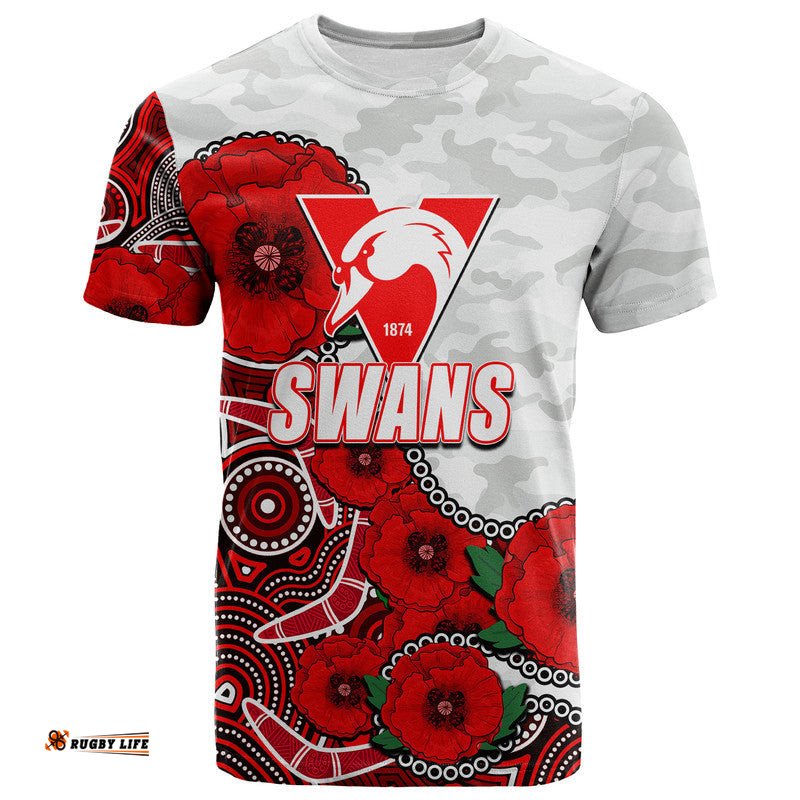 custom personalised anzac day afl swans army mix aboriginal t shirt