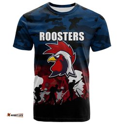 custom personalised nrl anzac day t shirt roosters army style