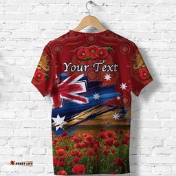 custom personalised australia aboriginal anzac t shirt poppy vibes red