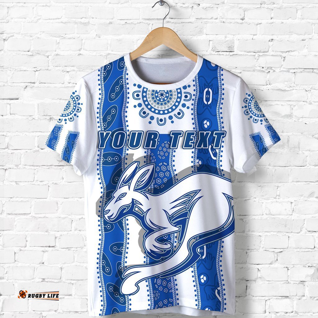custom personalised melbourne kangaroos t shirt indigenous north roos white