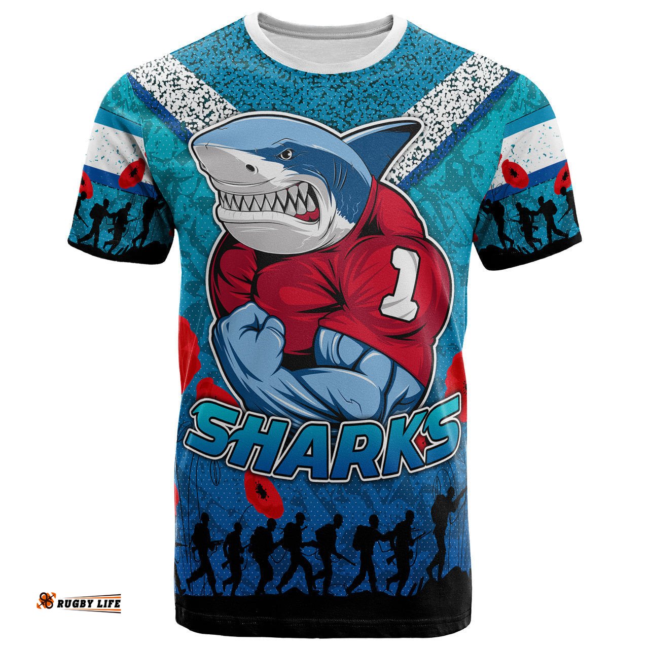 sharks rugby t shirt custom anzac day sharks t shirt