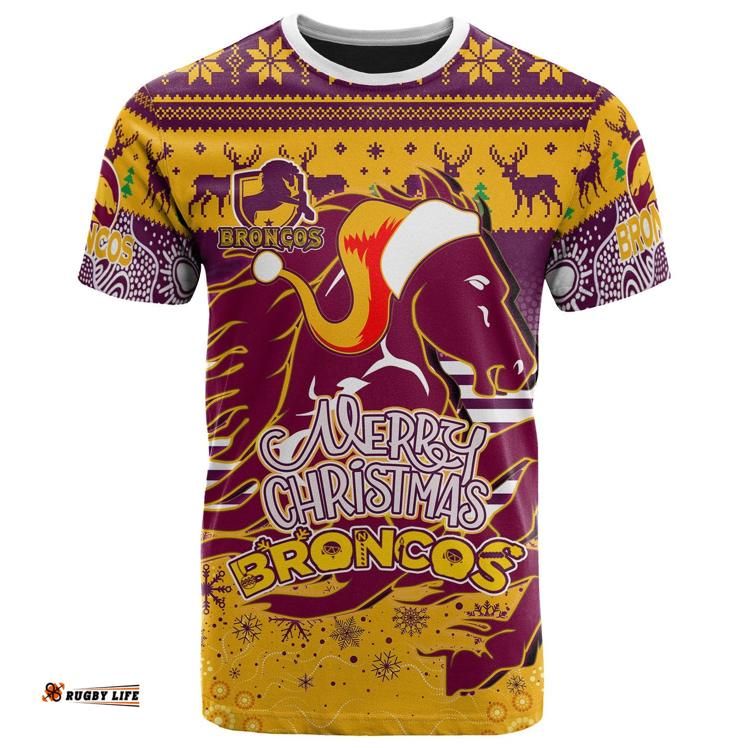 broncos christmas rugby t shirt merry christmas broncos retro heritage jersey aboriginal custom t shirt