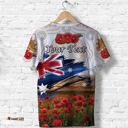 custom personalised australia aboriginal anzac t shirt poppy vibes white