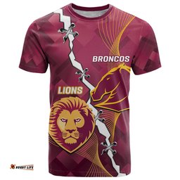 personalised lions football and broncos rugby t shirt sporty version