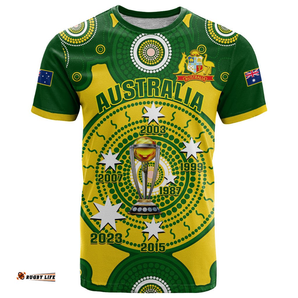 personalised australia cricket t shirt 2023 world cup 6th champions trophy national color