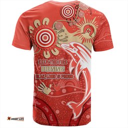 Amazing Aussie Redcliffe Dolphins T-Shirt Aboriginal Indigenous Naidoc Week Dreamtime Dot Painting With Flag