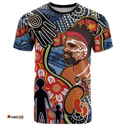 dad and son footprint fathers day personalised t shirt australian aboriginal art