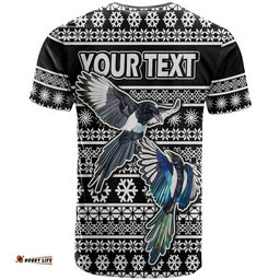 custom personalised australian magpies christmas vibe with aboriginal dot painting style t shirt