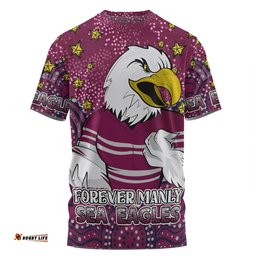 Amazing Aussie Manly Warringah Sea Eagles Custom T-shirt - Custom With Aboriginal Inspired Style Of Dot Painting Patterns  T-shirt
