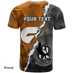 personalised collingwood and giants football t shirt 2023 together sporty style