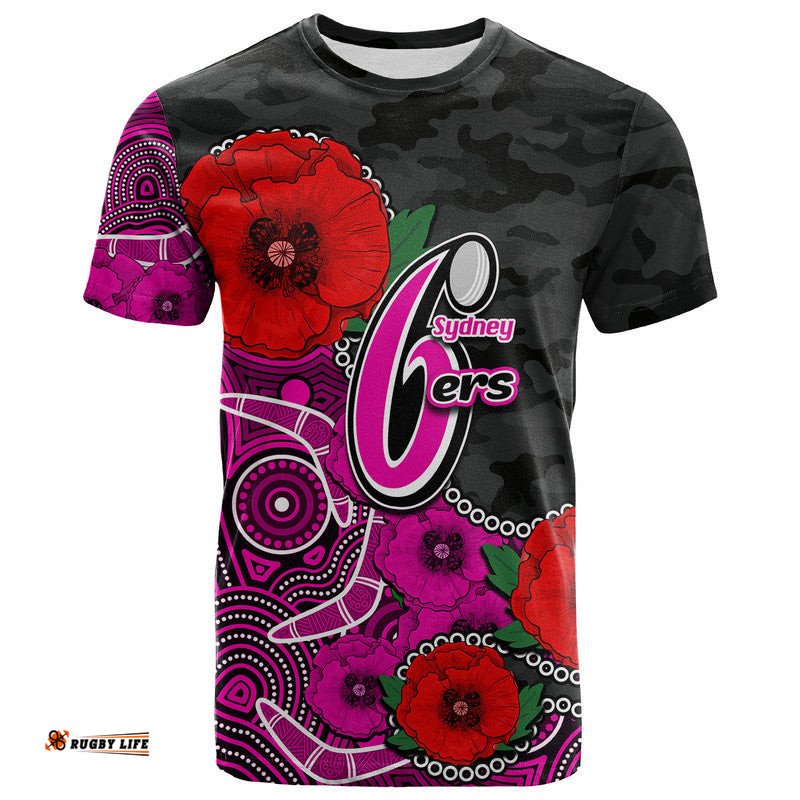 custom personalised anzac day sydney sixers army mix aboriginal t shirt