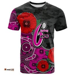 custom personalised anzac day sydney sixers army mix aboriginal t shirt