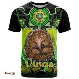 personalised australia virgo echidna zodiac t shirt auz astrology aboriginal green