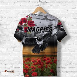 collingwood magpies anzac t shirt poppy vibes