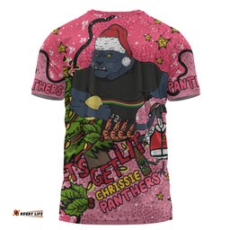 Amazing Aussie Penrith Panthers Christmas Custom T-shirt - Let's Get Lit Chrisse Pressie Pink T-shirt