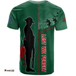 Amazing Aussie South Sydney Rabbitohs T-Shirt - Anzac Day Lest We Forget Poppy