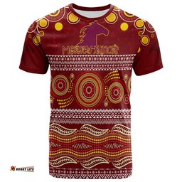 broncos christmas red aboriginal art t shirt