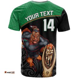 custom warriors rugby t shirt go champions aotearoa mascot with polynesian maori pattern