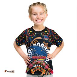 custom personalised adelaide crows football t shirt boomerang indigenous dots