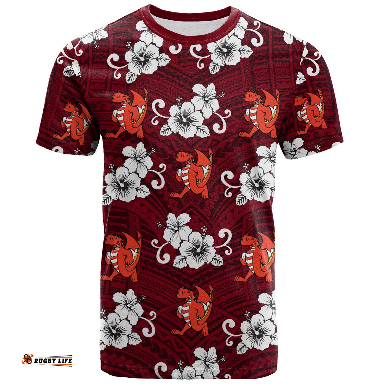 Amazing Aussie St. George Illawarra Dragons Custom T-Shirt - St. George Illawarra Dragons With Maori Patterns T-Shirt