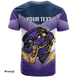 personalised storm rugby 2024 t shirt mascot with trophy go champions aboriginal art