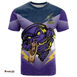 personalised storm rugby 2024 t shirt mascot with trophy go champions aboriginal art
