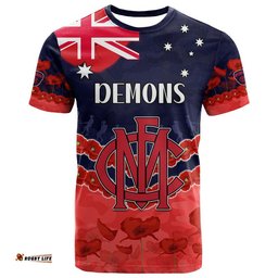 demons football anzac t shirt lest we forget