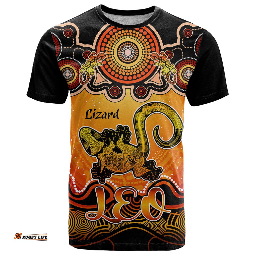 personalised australia leo lizard zodiac t shirt auz astrology aboriginal red