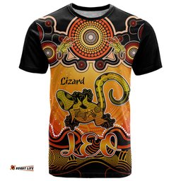 personalised australia leo lizard zodiac t shirt auz astrology aboriginal red